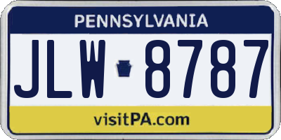 PA license plate JLW8787