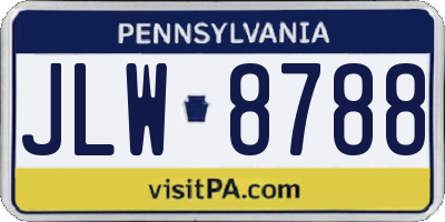 PA license plate JLW8788