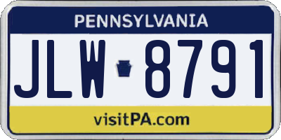 PA license plate JLW8791