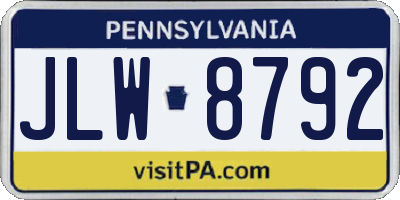 PA license plate JLW8792