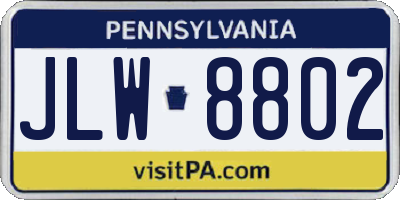 PA license plate JLW8802