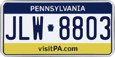 PA license plate JLW8803