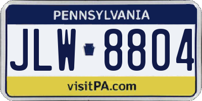 PA license plate JLW8804