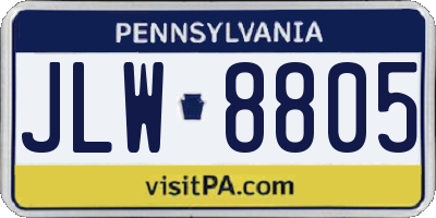 PA license plate JLW8805