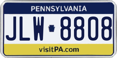 PA license plate JLW8808
