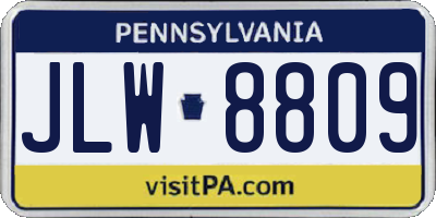 PA license plate JLW8809