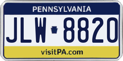 PA license plate JLW8820