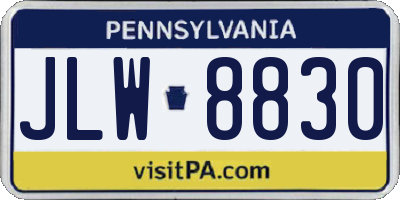 PA license plate JLW8830