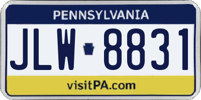 PA license plate JLW8831