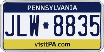 PA license plate JLW8835