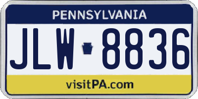 PA license plate JLW8836