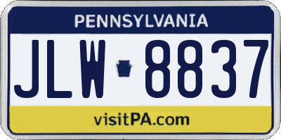 PA license plate JLW8837