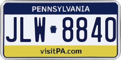 PA license plate JLW8840