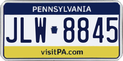 PA license plate JLW8845