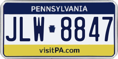 PA license plate JLW8847