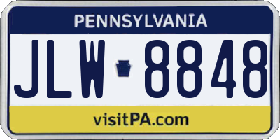 PA license plate JLW8848