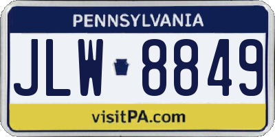 PA license plate JLW8849
