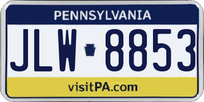 PA license plate JLW8853
