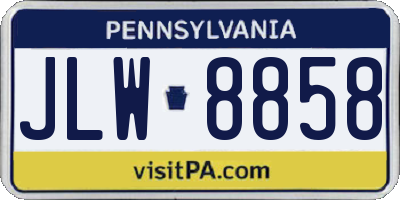 PA license plate JLW8858