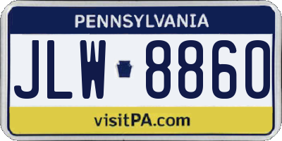PA license plate JLW8860