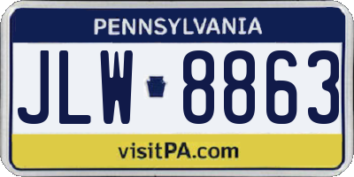 PA license plate JLW8863