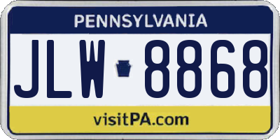 PA license plate JLW8868