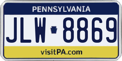 PA license plate JLW8869
