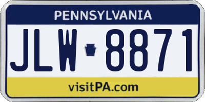 PA license plate JLW8871