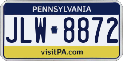 PA license plate JLW8872