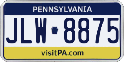PA license plate JLW8875