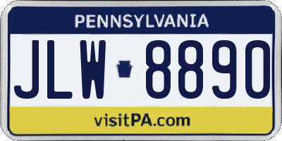 PA license plate JLW8890