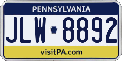 PA license plate JLW8892