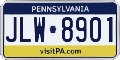 PA license plate JLW8901