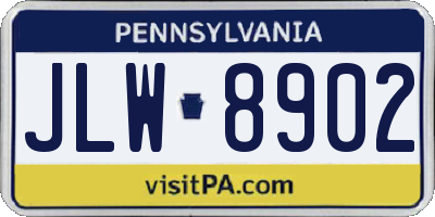 PA license plate JLW8902