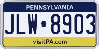 PA license plate JLW8903