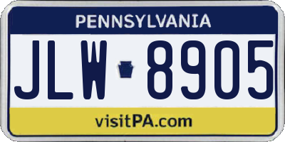 PA license plate JLW8905