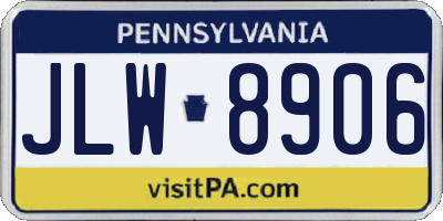 PA license plate JLW8906
