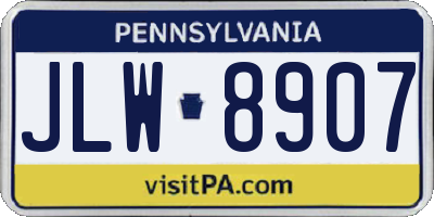 PA license plate JLW8907