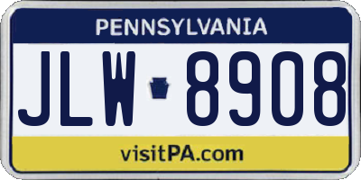 PA license plate JLW8908