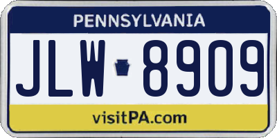 PA license plate JLW8909