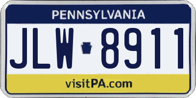 PA license plate JLW8911