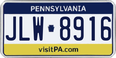 PA license plate JLW8916
