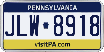 PA license plate JLW8918