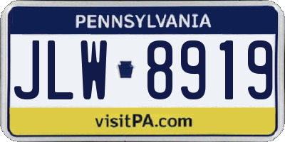 PA license plate JLW8919