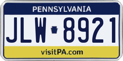 PA license plate JLW8921