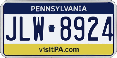 PA license plate JLW8924