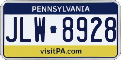 PA license plate JLW8928