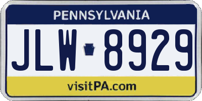 PA license plate JLW8929