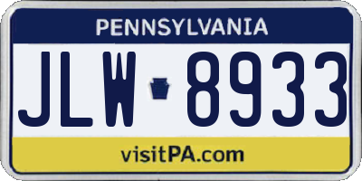 PA license plate JLW8933