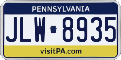 PA license plate JLW8935